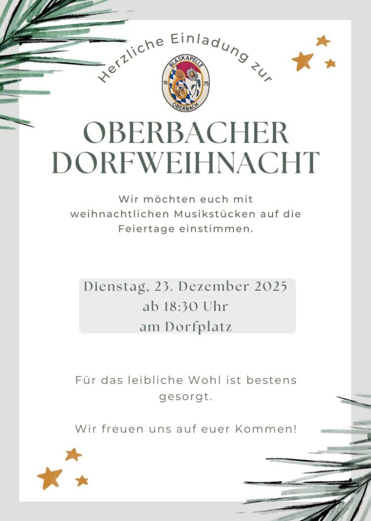 Plakat für Dorfweihnacht in Oberbach am 23.12.2025