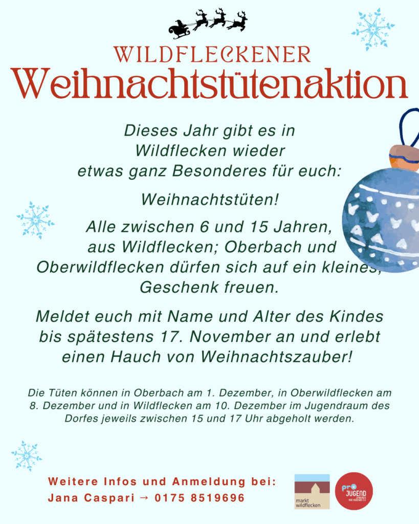 Plakat für Wildfleckener Weihnachtstütenaktion
