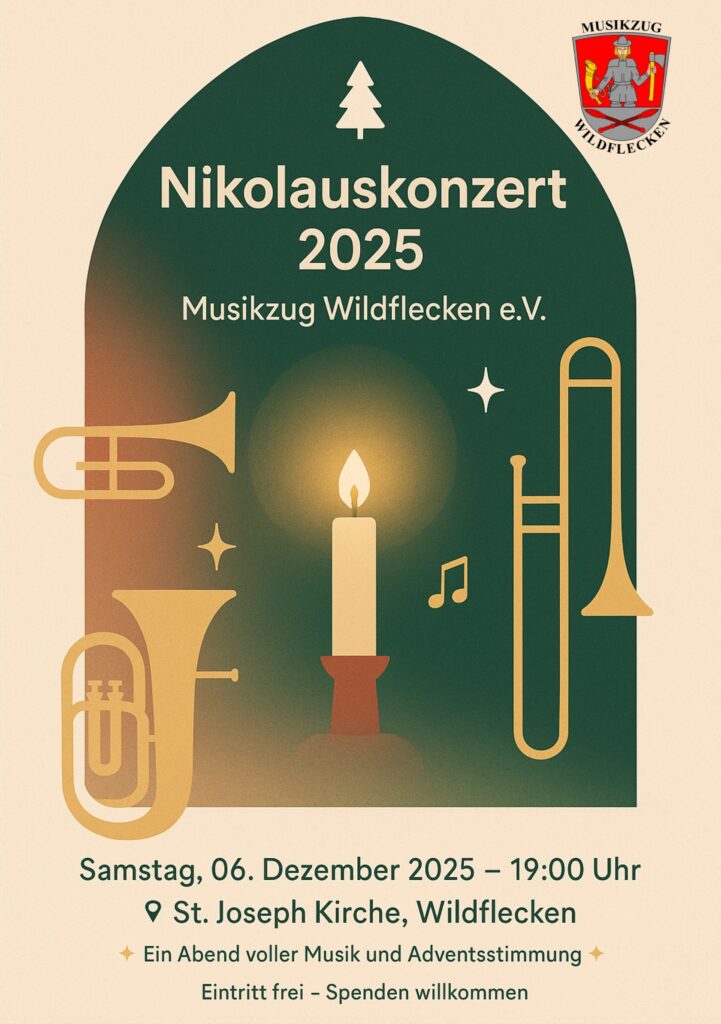 Plakat für Nikolauskonzert am 06.12.2025 vom Musikzug Wildflecken