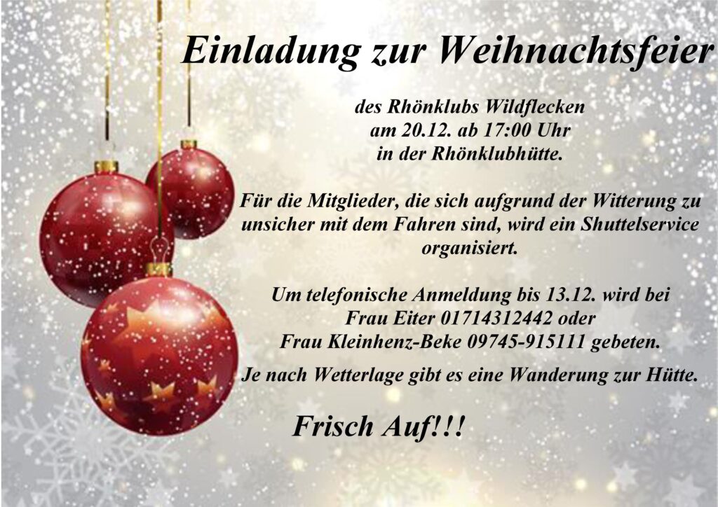 Weihnachtsfeier Rhönklub Wildflecken am 20.12.2025