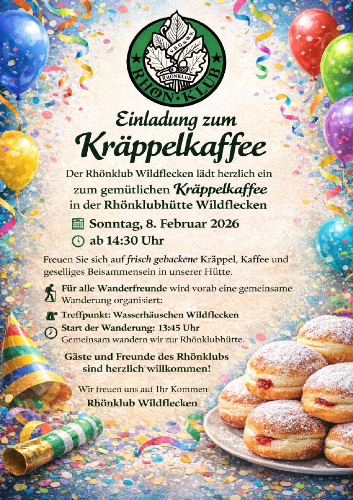 Plakat Rhönklub Wildflecken - Kräppelkaffee am 08.02.2026