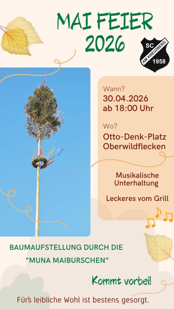 Plakat Maifeier 2026 am 30.04.2026 SCK Oberwildflecken
