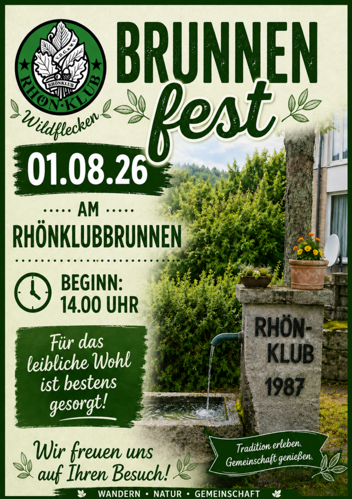 Plakat Brunnenfest Rhönklub ZV Wildflecken am 01.08.2026