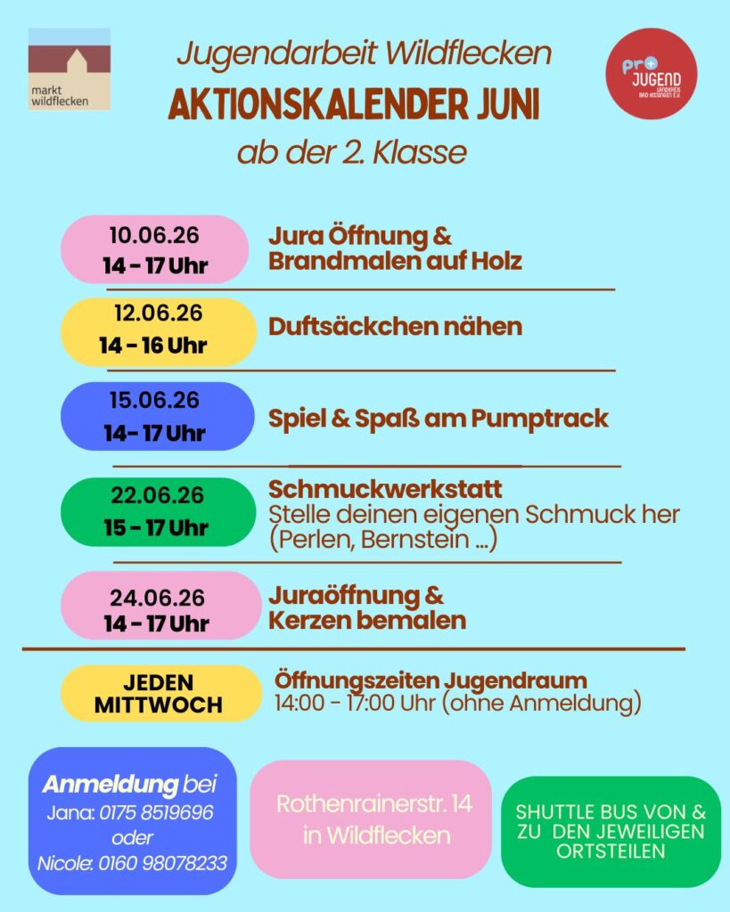 Aktionskalender Juni 2026 - Gemeindejugensarbeit