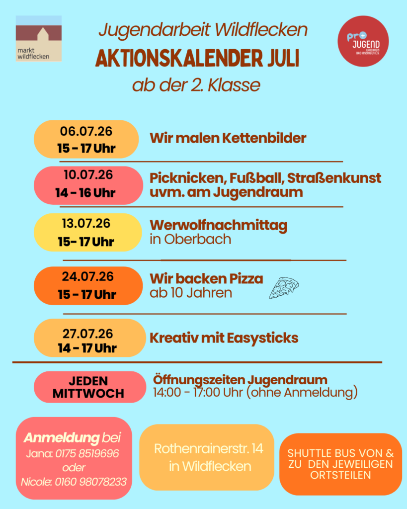 Aktionskalender Juli Gemeindejugendarbeit