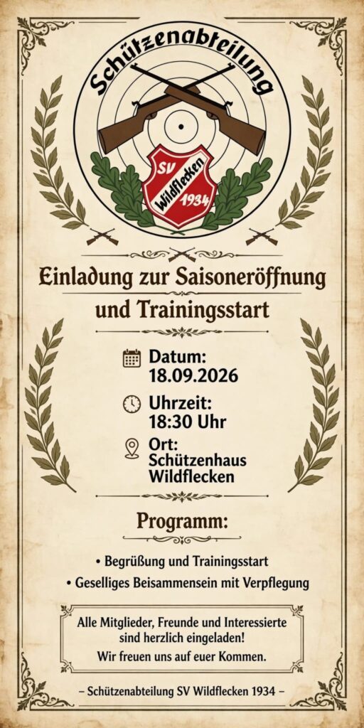 Plakat Saisoneröffnung Schützenabteilung