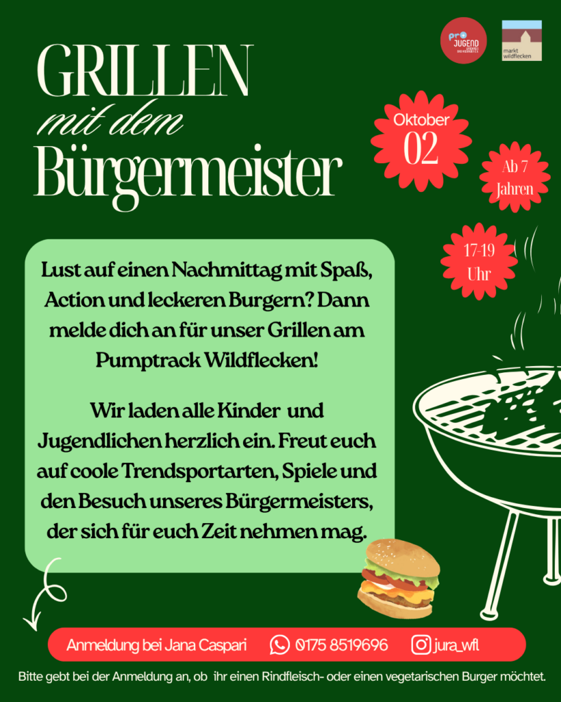 Plakat Grillen mit dem Bürgermeister am 02.10.2026